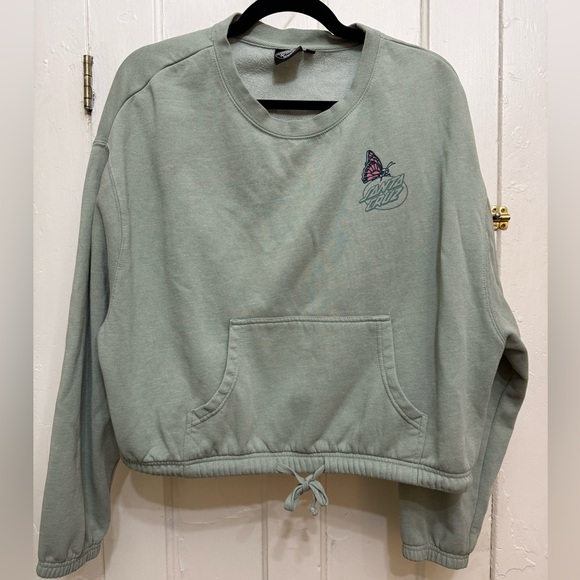 Green Santa Cruz Skateboards Mushroom Graphic Women's Cropped Sweater - Picture 13 of 13